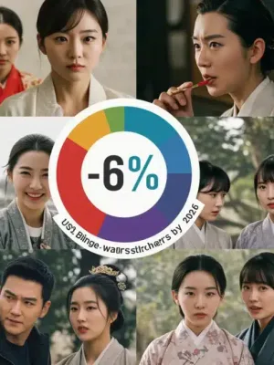 Vibrant collage depicting popular Asian drama scenes, highlighting the significant Dorama Hype and projected 60% increase in US binge-watching by 2026.