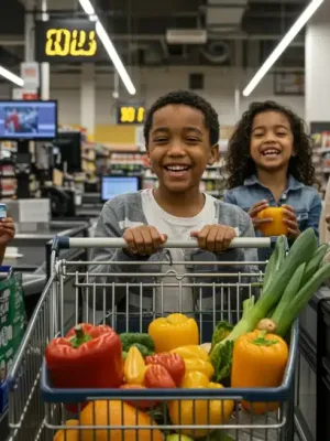 Family grocery shopping, using EBT card to maximize SNAP benefits in 2026