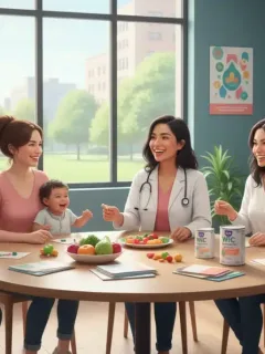 Mothers and children receiving WIC benefits in a supportive clinic environment, symbolizing expanded access and nutritional support.