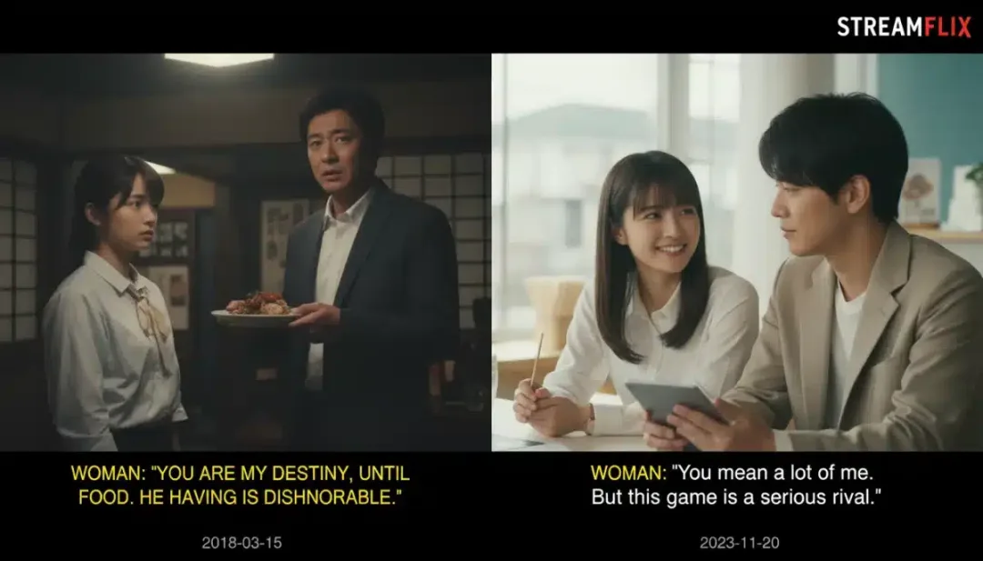 Comparison of old versus new dorama subtitle quality