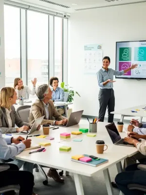 Teachers collaborating in a professional development workshop, focusing on retention strategies.