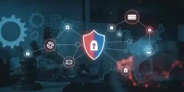 New Federal Privacy Regulations: What US Businesses Need to Know Now Shield protecting digital data with US map backdrop, symbolizing new federal privacy regulations for businesses.