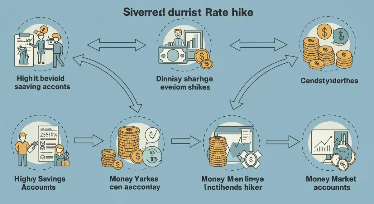 Infographic showing various savings vehicles and their growth potential with rising interest rates.
