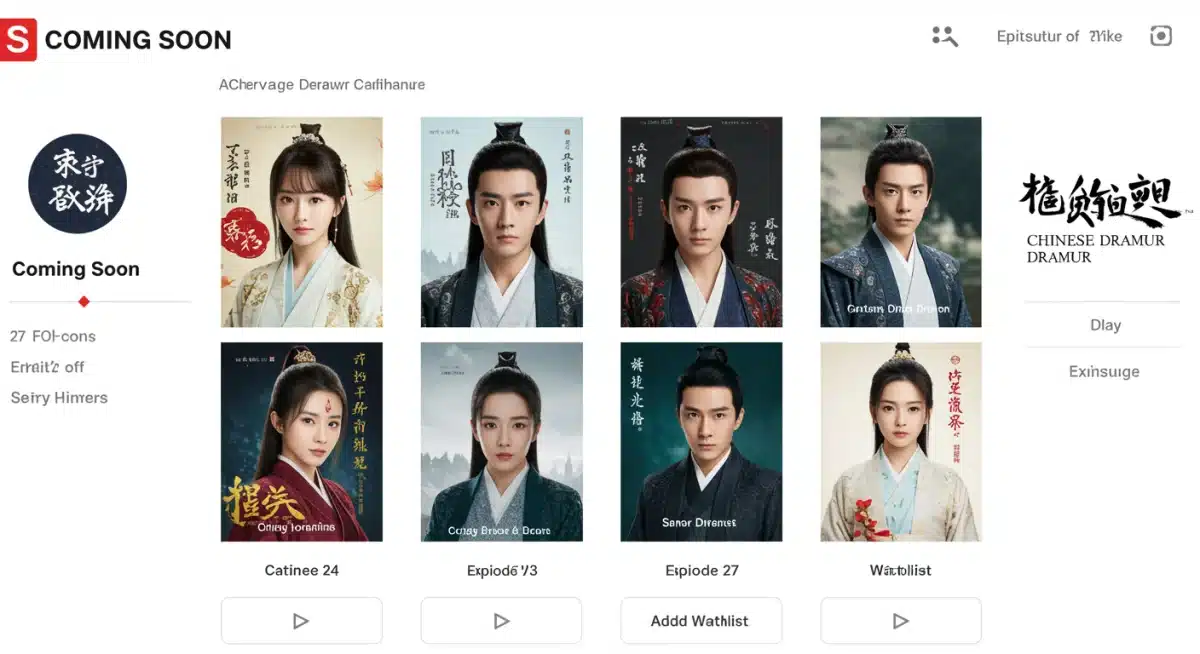 Streaming platform interface showing upcoming Chinese dramas available for U.S. audiences.