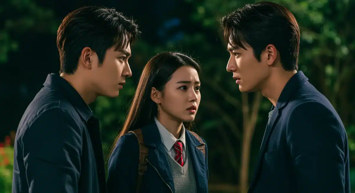 Intense love triangle trope in a T-Drama, resonating with American drama enthusiasts.