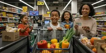 Family grocery shopping, using EBT card to maximize SNAP benefits in 2026