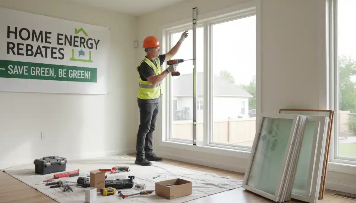 Contractor installing energy-efficient windows, a common rebate-eligible upgrade