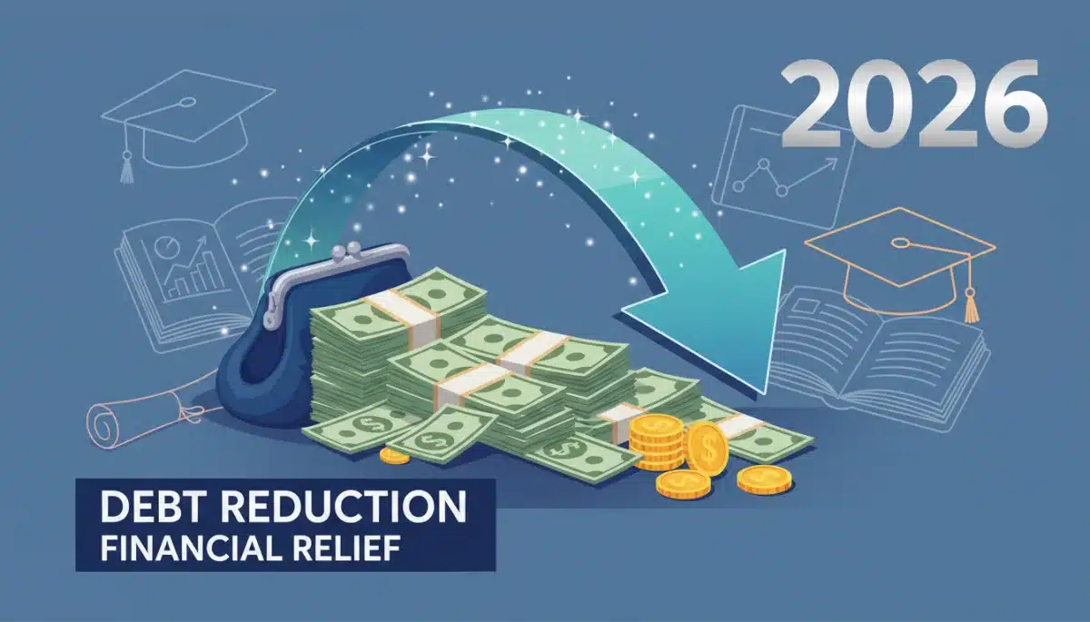 Graphic showing student debt relief and financial savings in 2026