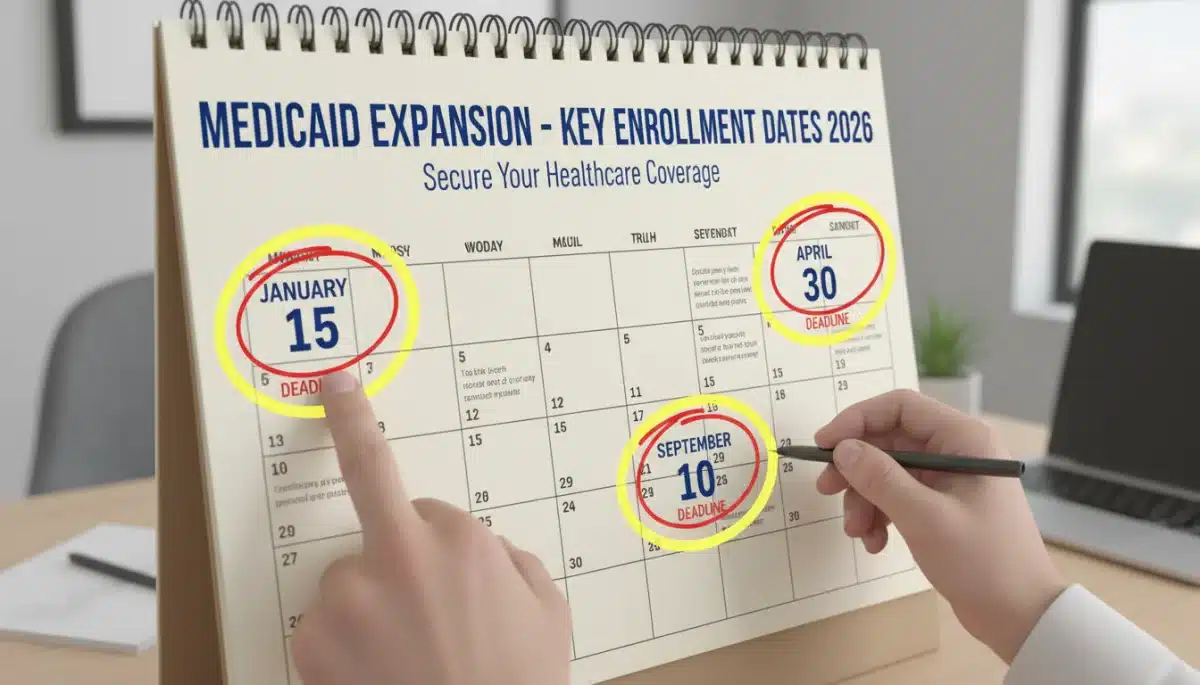 Calendar highlighting three key Medicaid Expansion 2026 enrollment dates