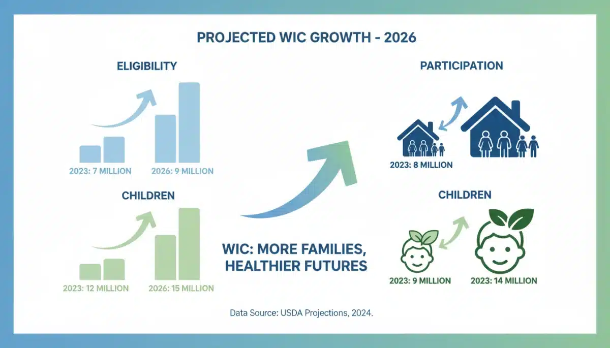 Infographic showing projected growth in WIC eligibility and participation for 2026.