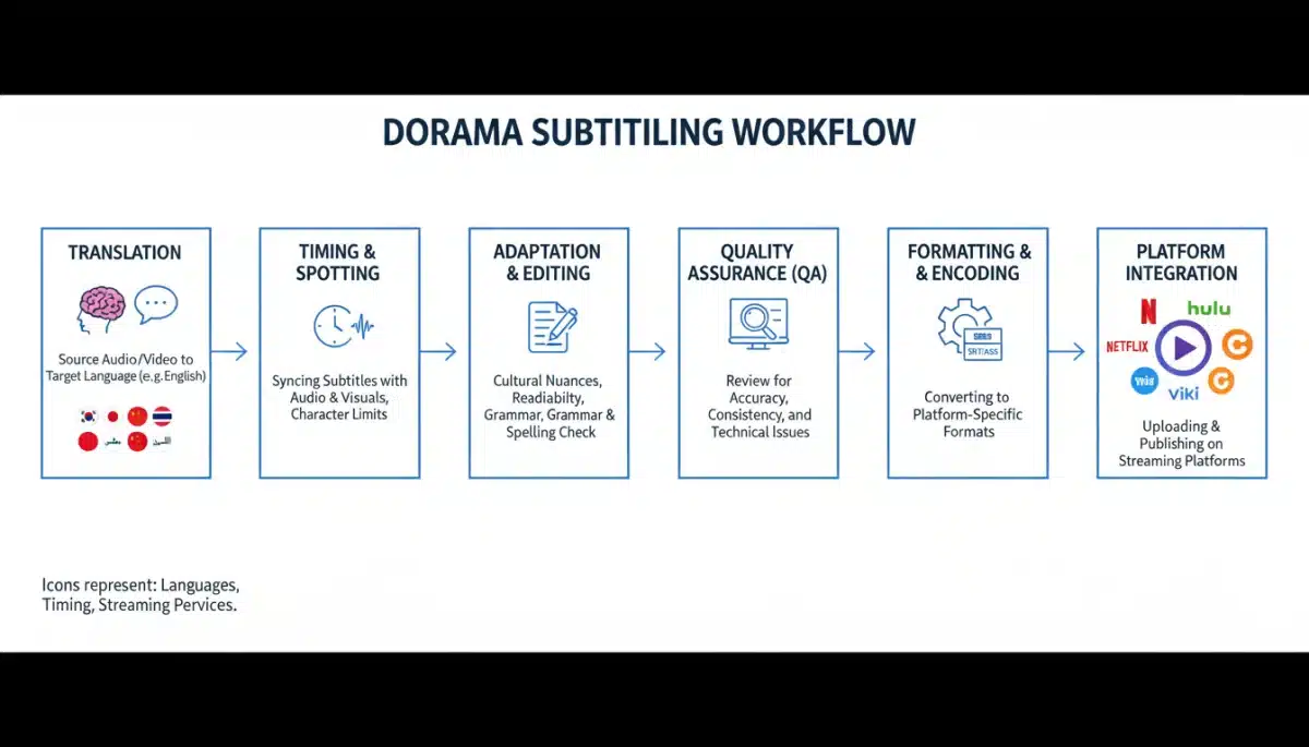 Professional dorama subtitling workflow diagram
