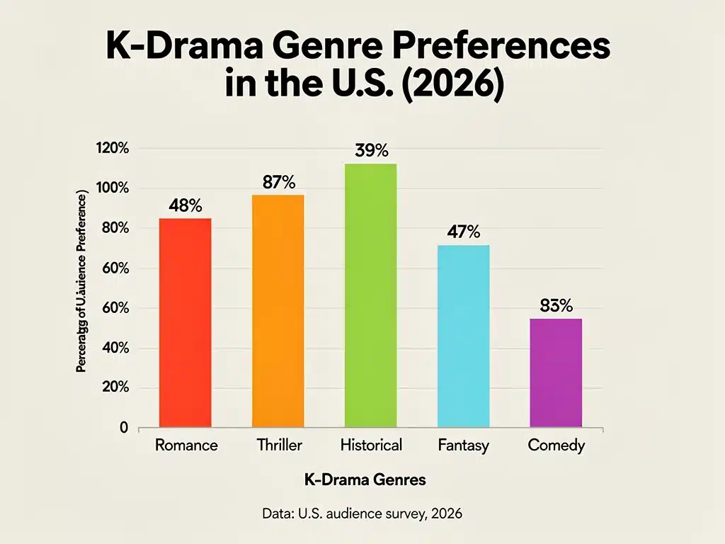 Bar chart showing U.S. K-Drama genre preference distribution.