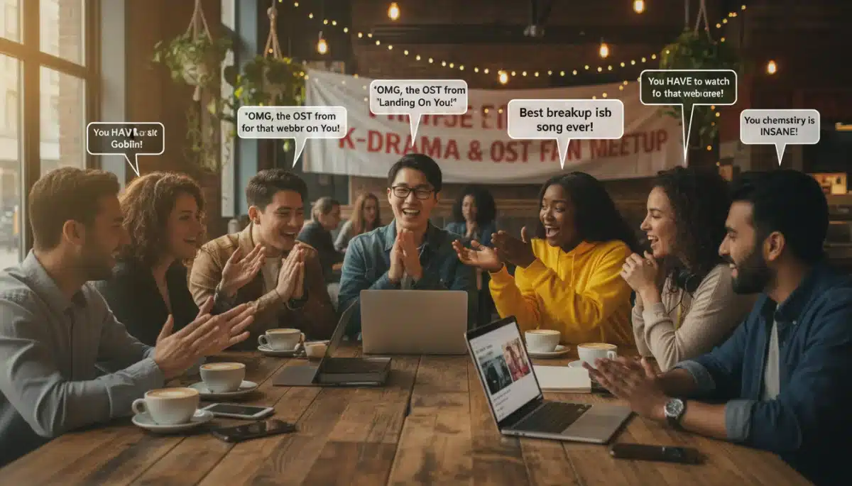 Fans discussing popular K-Drama soundtracks in the US