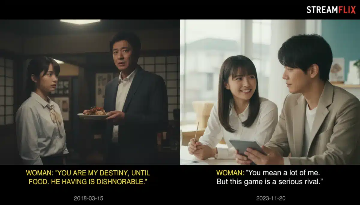 Comparison of old versus new dorama subtitle quality
