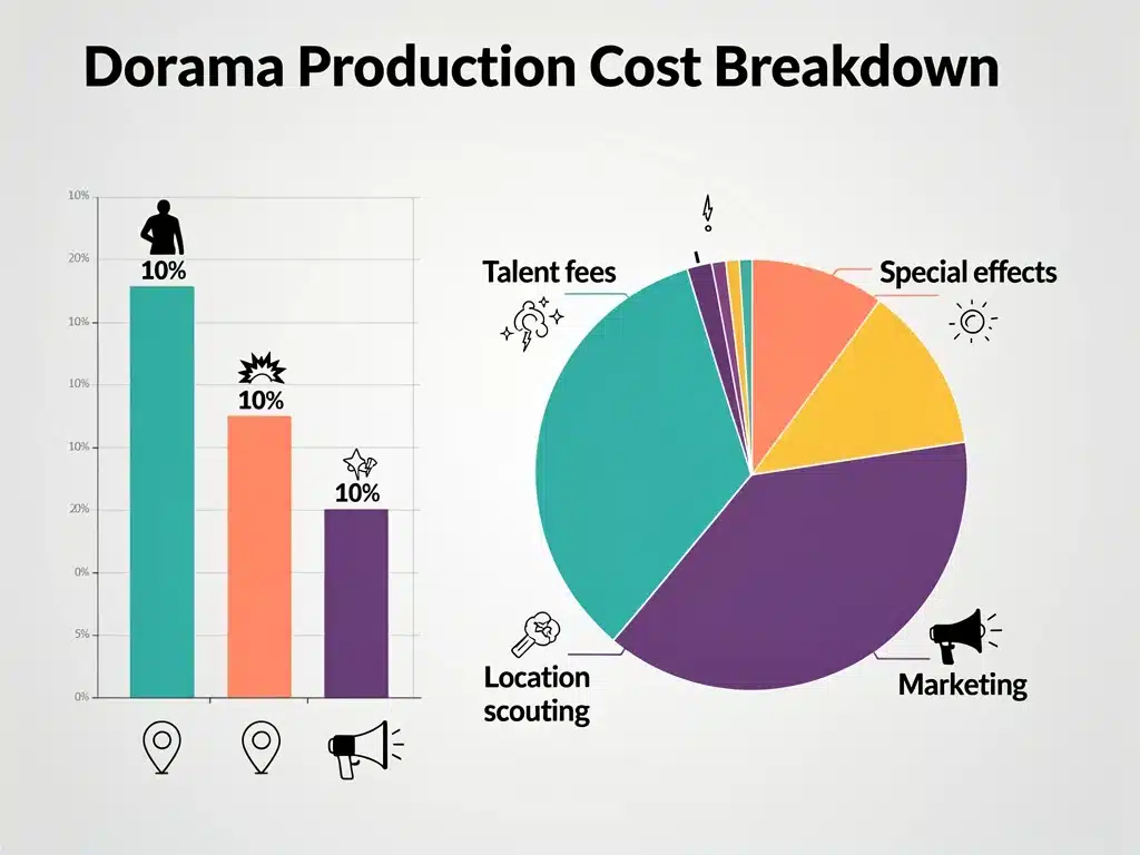 Infographic detailing breakdown of dorama production costs for a  million budget.