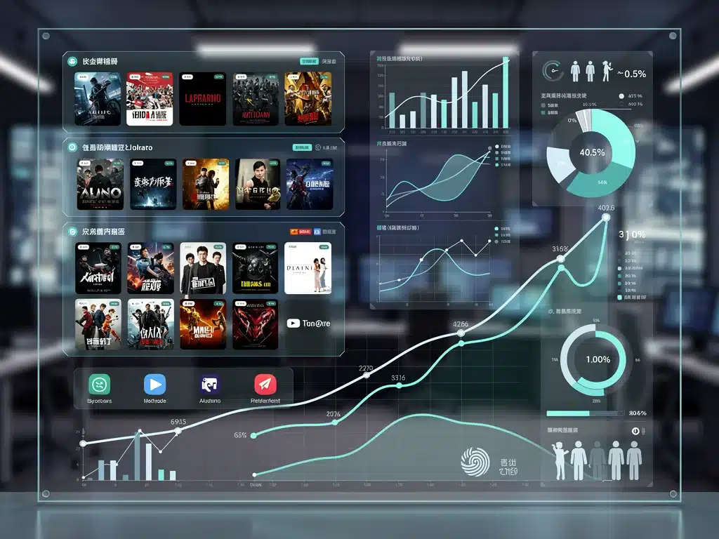 Digital interface predicting dorama trends, streaming platforms, analytics