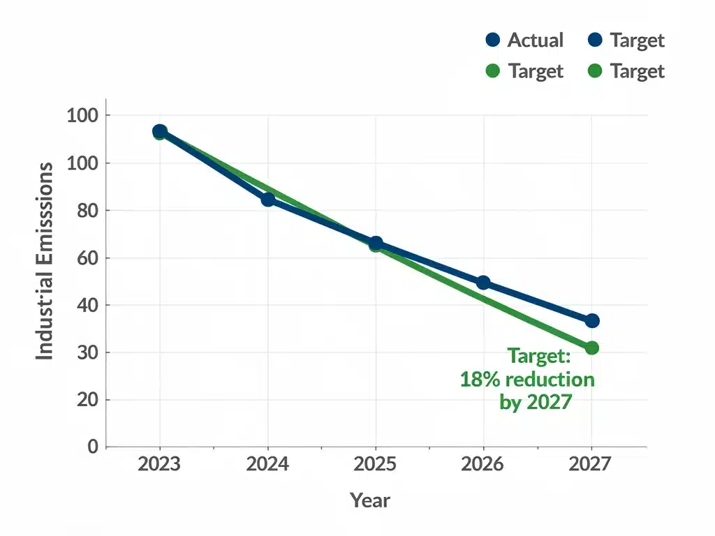 Graph illustrating 18% reduction target for industrial emissions by 2027