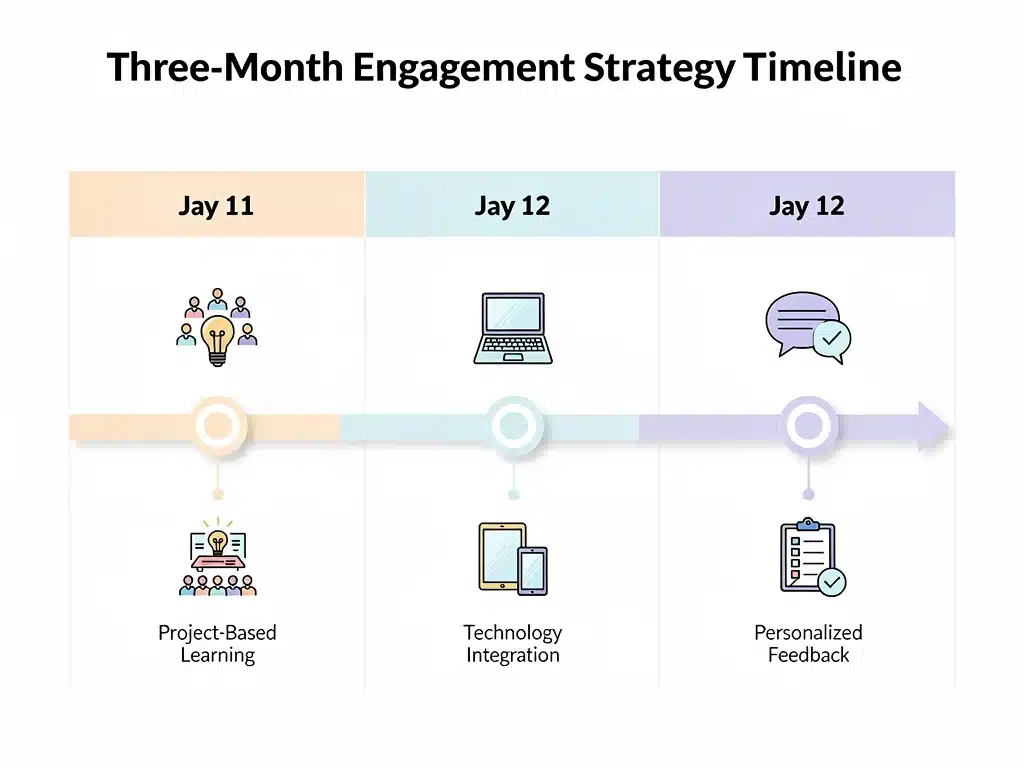 Three-month strategic timeline for increasing student engagement in U.S. schools.